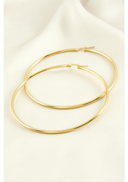 Halka Lüks Çelik Küpe 6 cm