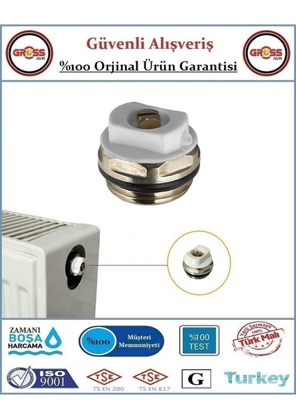 Petek Radyatör Havlupan Hava Alma Purjörü - 1/2''