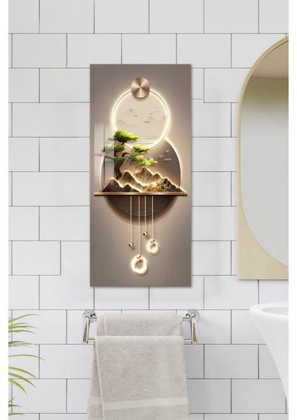 Doğa ve Işık Dengesi Temalı Temperli Cam Dik Tablo 30X60 cm Ebadında Uv Baskı - DCT031