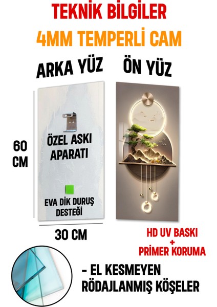 Doğa ve Işık Dengesi Temalı Temperli Cam Dik Tablo 30X60 cm Ebadında Uv Baskı - DCT031