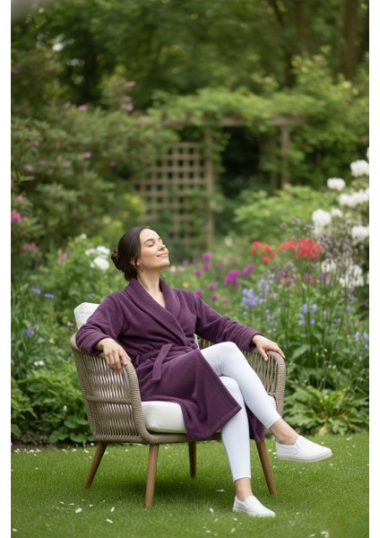 Lumor Şal Yaka Wellsoft Peluş Yumuşak Sabahlık | Mor S/m