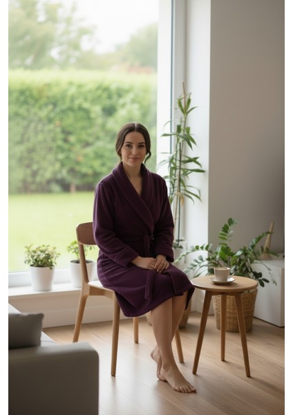 Lumor Şal Yaka Wellsoft Peluş Yumuşak Sabahlık | Mor S/m modelleri