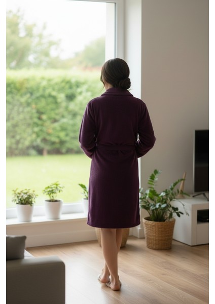Lumor Şal Yaka Wellsoft Peluş Yumuşak Sabahlık | Mor S/m