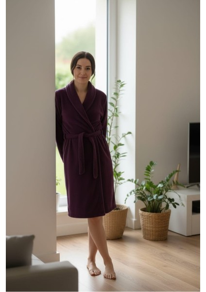 Lumor Şal Yaka Wellsoft Peluş Yumuşak Sabahlık | Mor S/m