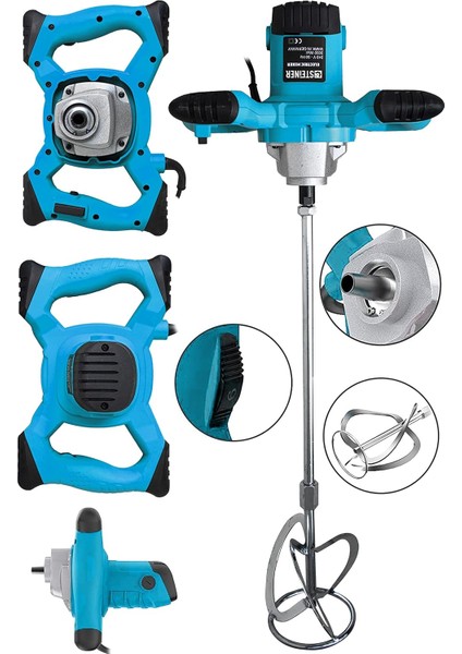 Alman 2800 Watt Bakır Sargı 6 Kademeli Alçı Boya ve Harç Karıştırıcı Mikser Mvi