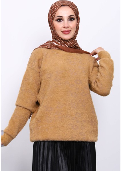 Bisküvi Bisiklet Yaka Angora Yumoş Triko Kazak