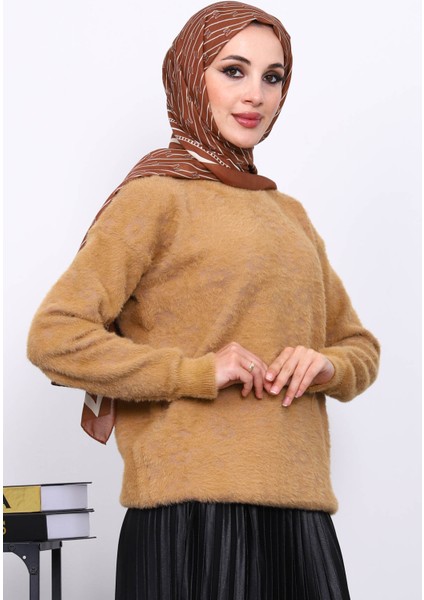 Bisküvi Bisiklet Yaka Angora Yumoş Triko Kazak modelleri