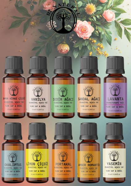 Muhteşem Set 10*10ML Esansiyel Uçucu Koku Yağı Aromaterapi Yağı Buhurdanlık Yağı Difüzör Esansı Ortam Oda Kokusu