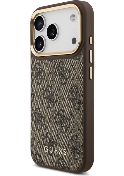 iPhone 17 Pro Uyumlu Kılıf Guess Lisanslı M-Safeli 4g Metal Büyük Logolu Kartlıklı Kapak Kahverengi fiyatları