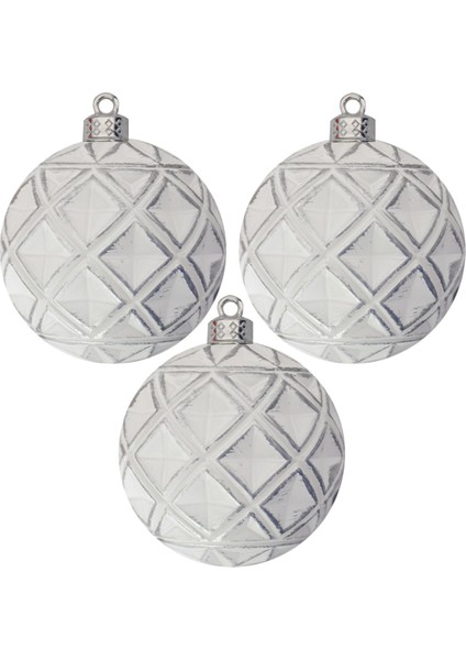 8 cm Lüks Ağaç Süsleri 3lü Beyaz