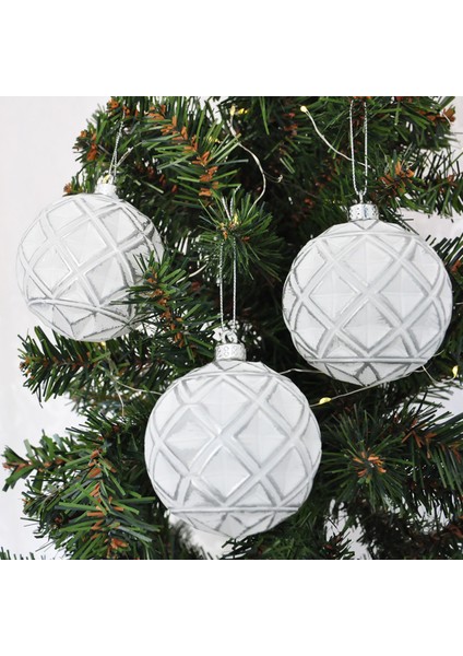 8 cm Lüks Ağaç Süsleri 3lü Beyaz fiyatları