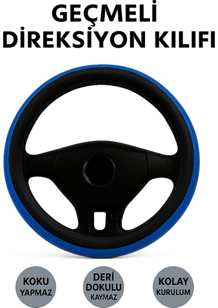 Kia Sportage 2011-2015 Geçmeli Direksiyon Kılıfı Delikli Mavi Siyah Deri fiyatları