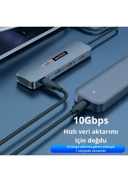 4in1 USB Type-C 4 Portlu USB 3.2 Gen 2 Hub ,10 Gbps Type C Çoğaltıcı, Tüm Sistemler Ile Uyumlu fiyatları