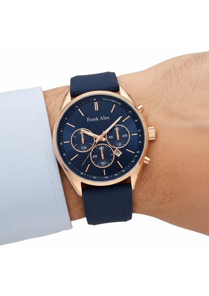 Erkek Kol Saati Bakır Renk, Mavi Kadran - Şık Metal Kordon, 2 Yıl Garantili modelleri