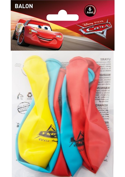 3 Adet The Cars Poşet Içi 6'lı Balon (4 Renk Baskılı) fiyatları