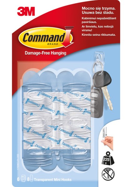 3 Adet Command™ 17006CLR-CEE Mini Boy Şeffaf Askı fiyatları