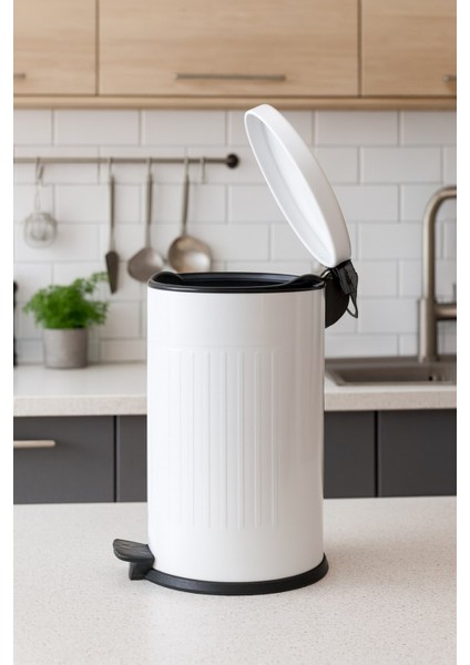 Vintage 16 Lt Yavaş Kapanır Kapaklı Ofis Mutfak Banyo Balkon Çöp Kovası Beyaz fiyatları