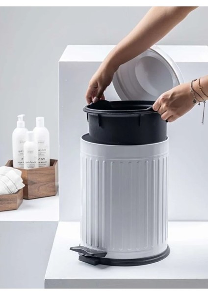 Vintage 16 Lt Yavaş Kapanır Kapaklı Ofis Mutfak Banyo Balkon Çöp Kovası Beyaz modelleri