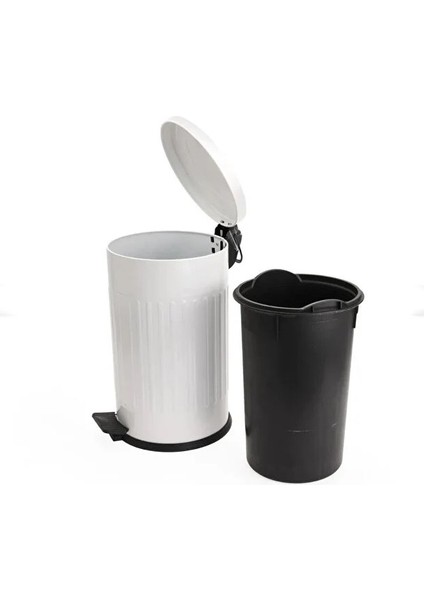 Vintage 16 Lt Yavaş Kapanır Kapaklı Ofis Mutfak Banyo Balkon Çöp Kovası Beyaz fırsatları