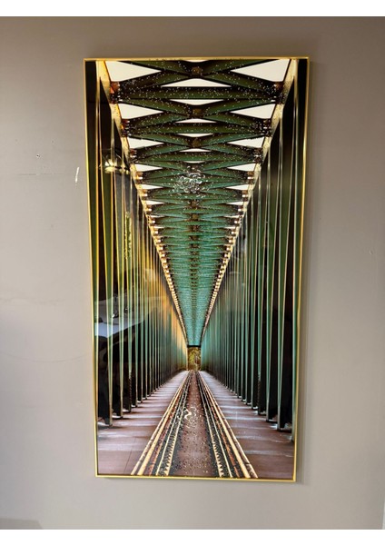 El Yapımı Epoksi Sanat Tablosu 80X160 cm – Elmas Taş Detaylı, Alüminyum Çerçeveli, Modern Duvar Dekoru