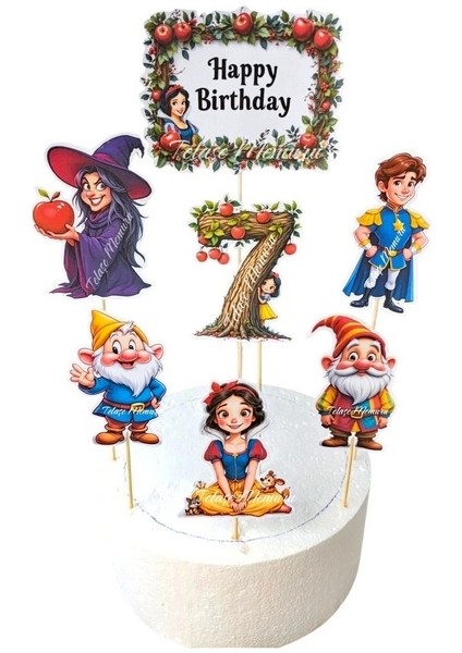 Pamuk Prenses Doğum Günü Konsepti ve Pasta Süsü - 7 Yaş Pamuk Prenses Pasta Süsü ve Doğum Günü