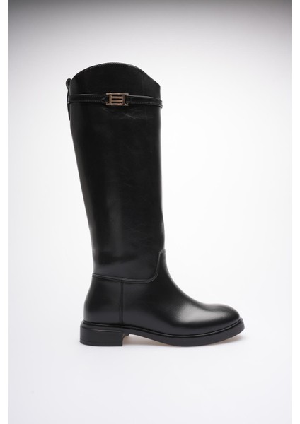 Kadın Deri Çekme Çizme Gold Tokalı Siyah Narella fiyatları