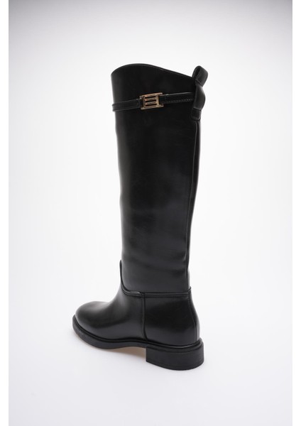 Kadın Deri Çekme Çizme Gold Tokalı Siyah Narella fırsatları