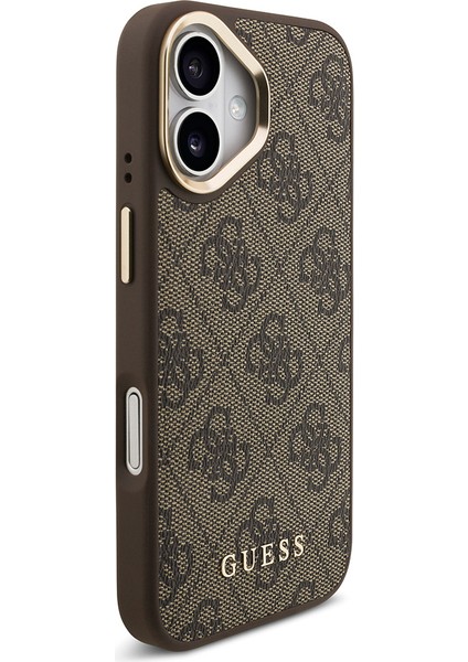 iPhone 17 Uyumlu Kılıf Guess Lisanslı M-Safe Özellikli Askılı ve 4g Logo Kartlıklı Kapak Kahverengi modelleri