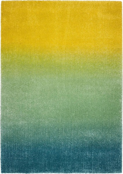 Hotellrum Büyük Halı Mavi Yeşil Sarı 160 x 230 cm Dikdörtgen Uzun Tüylü