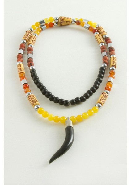 Fil Dişi Akik Doğaltaş Kolye