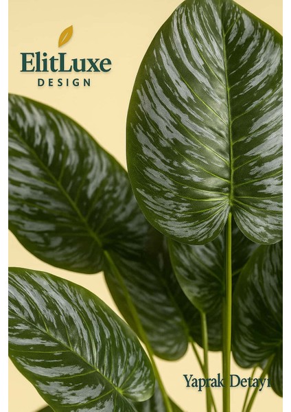 Elitluxe 160 cm 24 Yaprak Yapay Salon Bitkisi – Büyük Dekoratif Yapay Ağaç – Yoğun Yapraklı – Siyah Uzun Premium Saksı modelleri