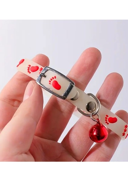 Fosforlu Çıngıraklı Ayarlanabilir Sarı Balık Desenli Kedi Tasması