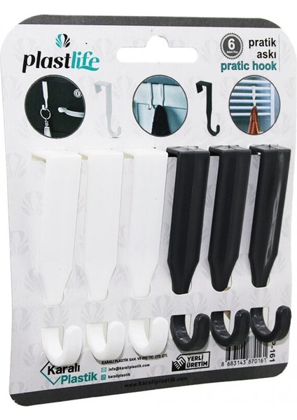 6pcs - Tek Kollu Çok Amaçlı - Tak Çıkar Pratik Plastik Askı (K95)