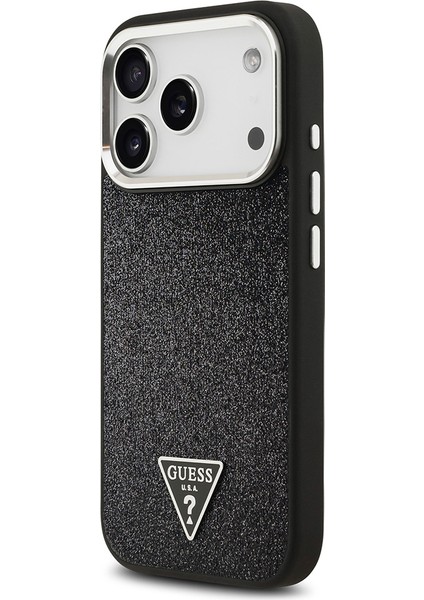 iPhone 17 Pro Uyumlu Kılıf Guess Lisanslı M-Safeli Metal Kamera Çerçeveli Üçgen Logolu Glitter Siyah fiyatları