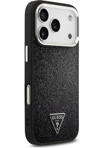 iPhone 17 Pro Uyumlu Kılıf Guess Lisanslı M-Safeli Metal Kamera Çerçeveli Üçgen Logolu Glitter Siyah fırsatları