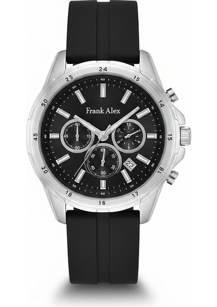 Erkek Kol Saati Gümüş Renk, Takvimli Siyah Kadran - Şık Silikon Kordon, 2 Yıl Garantili