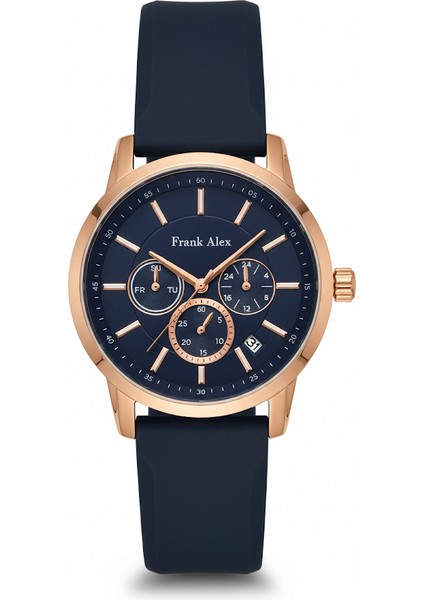 Erkek Kol Saati Bakır Renk, Mavi Kadran - Şık Metal Kordon, 2 Yıl Garantili