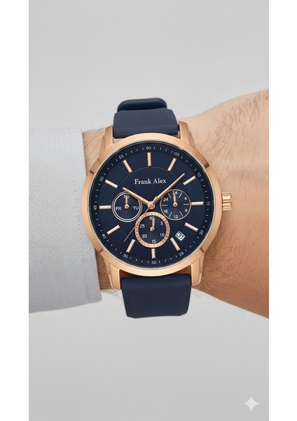 Erkek Kol Saati Bakır Renk, Mavi Kadran - Şık Metal Kordon, 2 Yıl Garantili modelleri