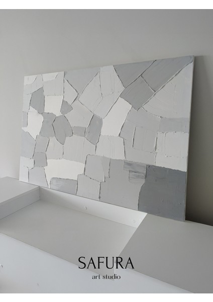 Dokulu Tablo – El Yapımı 3 Boyutlu Alçı Minimalist Dekor, Modern Iskandinav Duvar Sanatı (Asimetri) fiyatları