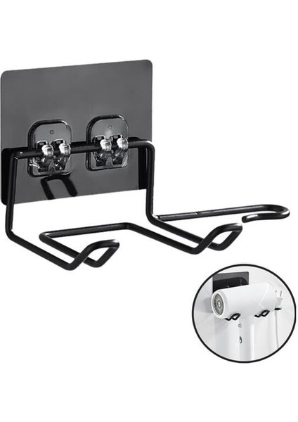 Fön Makine Askısı Siyah Yapışkanlı Fön Makine Tutucu (5361)