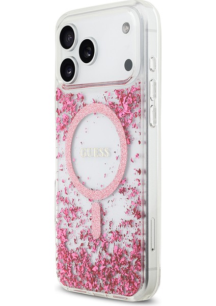 iPhone 17 Pro Max Uyumlu Kılıf Guess Lisanslı M-Safe Özellikli Transparan Resin Bottom Kapak Pembe fiyatları