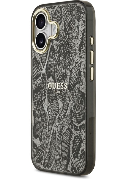 iPhone 17 Uyumlu Kılıf Guess Lisanslı M-Safe Şarj Özellikli Yazı Logolu Python Desenli Kapak Siyah fiyatları