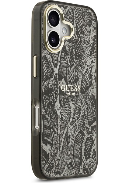 iPhone 17 Uyumlu Kılıf Guess Lisanslı M-Safe Şarj Özellikli Yazı Logolu Python Desenli Kapak Siyah fırsatları
