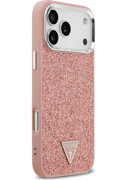 iPhone 17 Pro Max Kılıf Guess Lisanslı M-Safeli Metal Kamera Çerçeveli Üçgen Logolu Glitter Pembe fırsatları