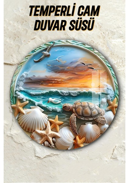 3D Görünümlü Temperli Cam Tablo – Deniz Kaplumbağası Duvar Süsü Uv Baskı 33X33 CM-CDS050 fiyatları