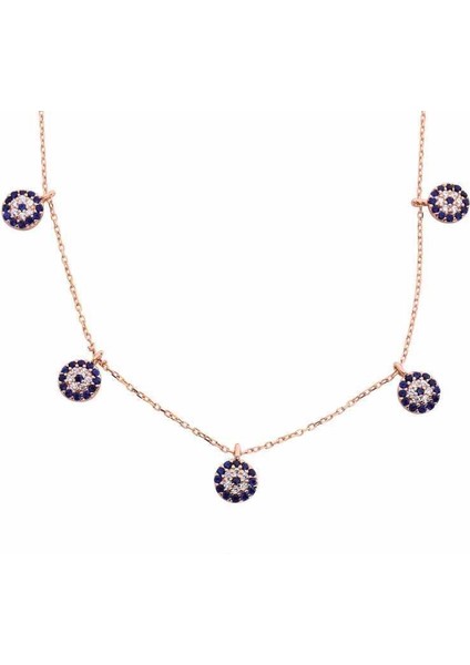 Gümüş Rose Nazarlı Şans Bayan Kolye