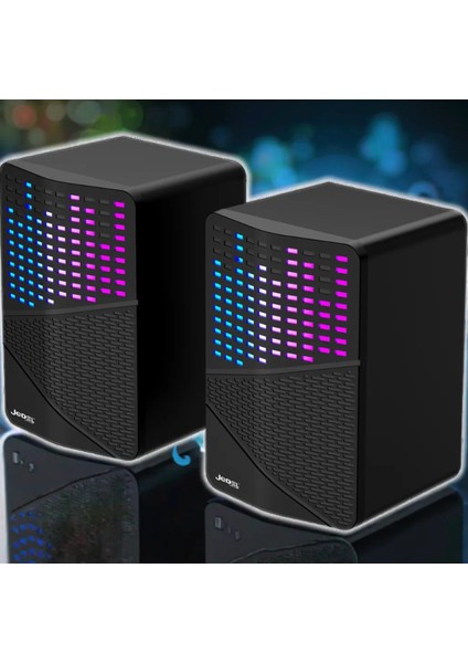 S-576 3.5mm Trs - USB Güç - Renkli Rgb Işıklı Gaming 1+1 Hoparlör Speaker