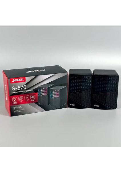S-576 3.5mm Trs - USB Güç - Renkli Rgb Işıklı Gaming 1+1 Hoparlör Speaker fiyatları