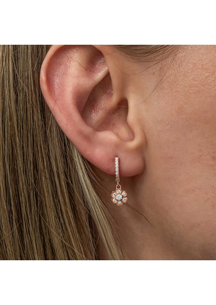 Gümüş Sallantılı Rose Minimal Çiçek Kadın Küpe indirimleri