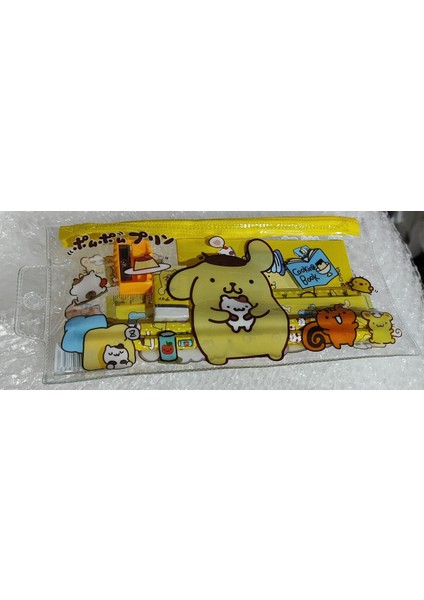 Pompompurin Figürlü Şeffaf Kalem Çantalı Kurşun Kalem Silgi Cetvel Kalemtraş Seti